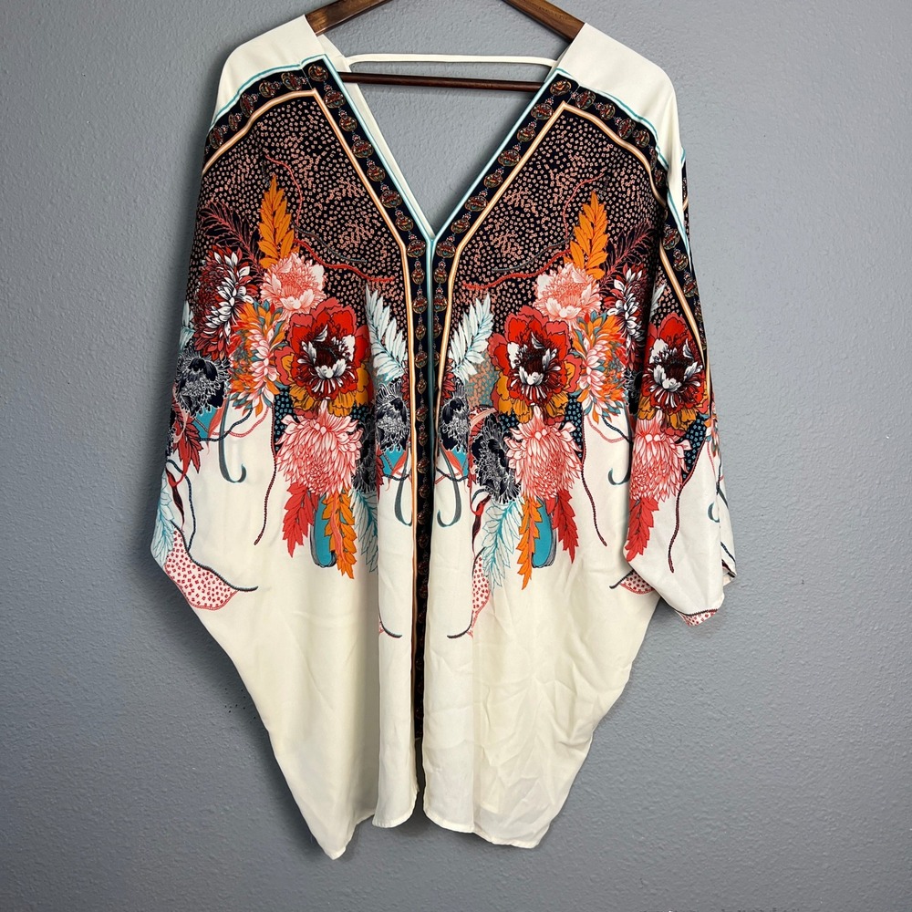 Rose + Olive Floral Artisan Hippie Chic Boho Kimono Artsy Festival Cafton 2X‎